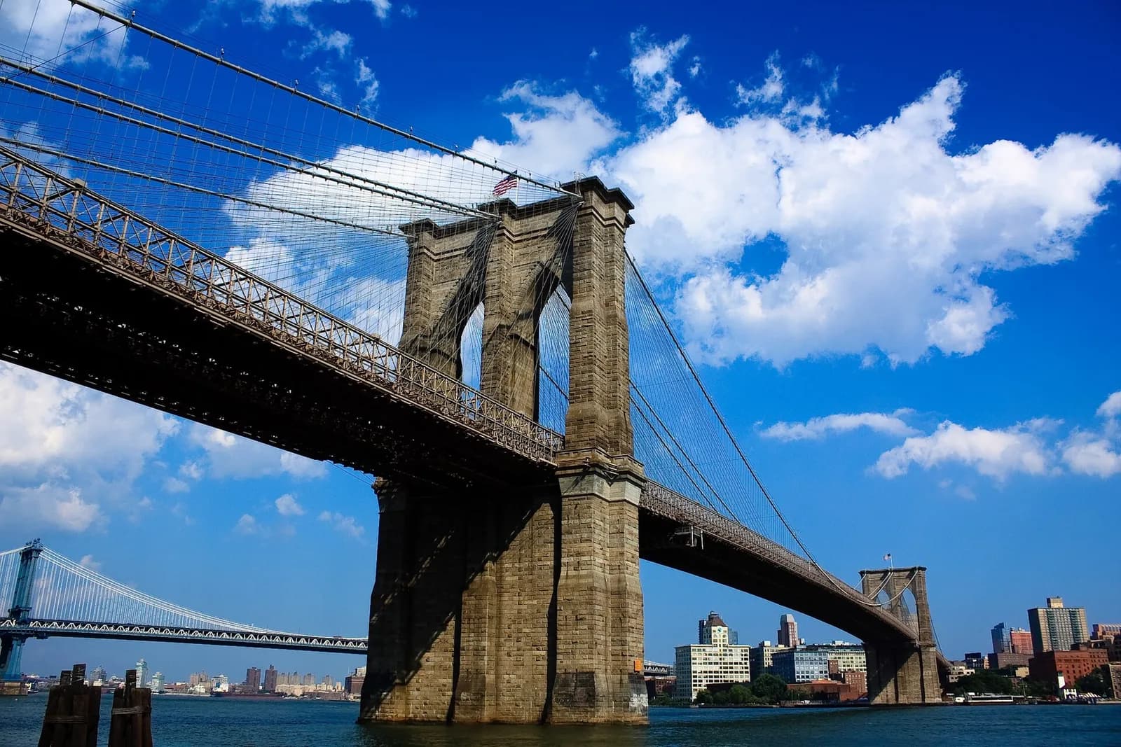 The Brooklyn Bridge crossing the East River