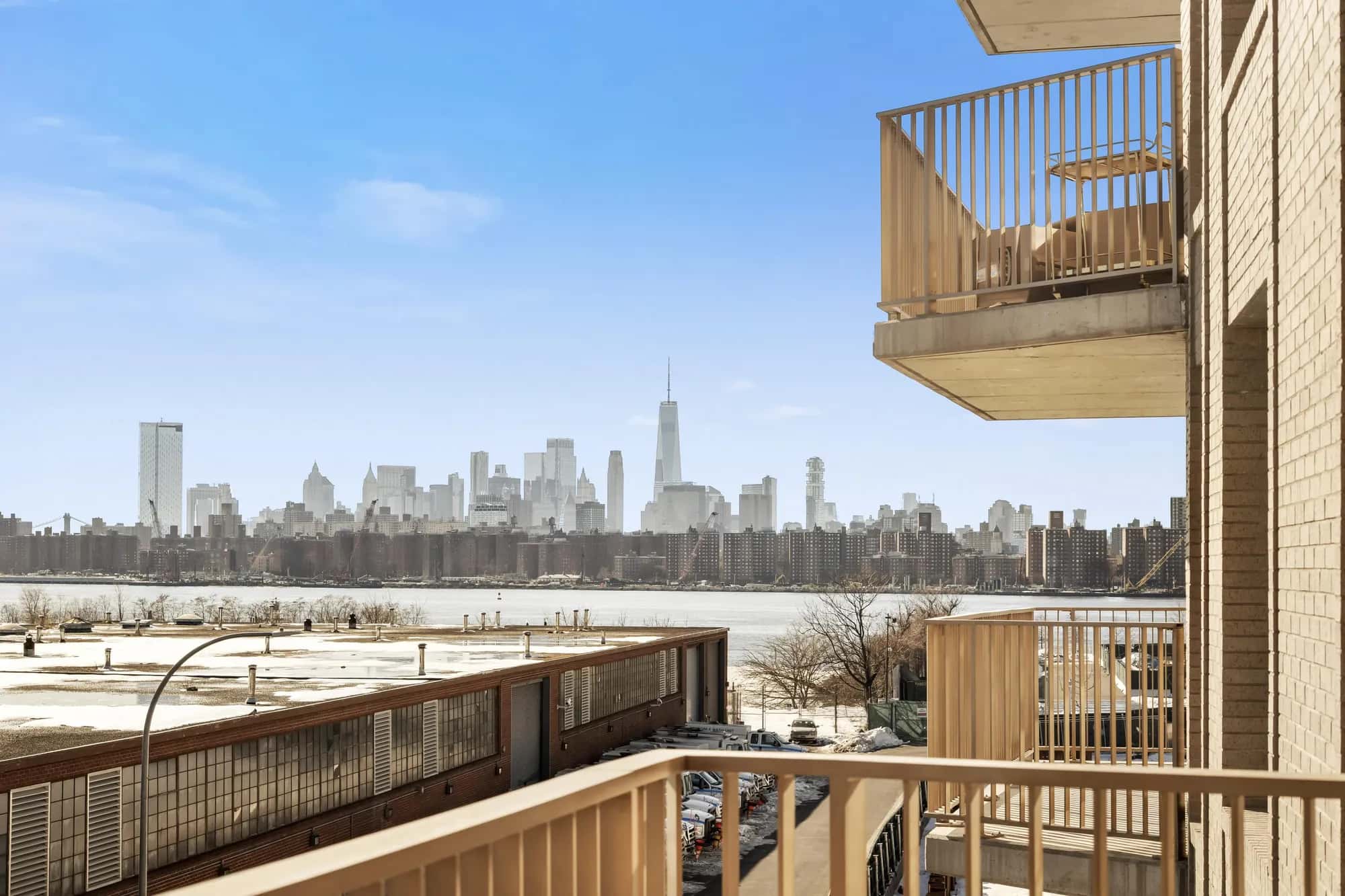 Manhattan skyline seen from a Greenpoint waterfront residence